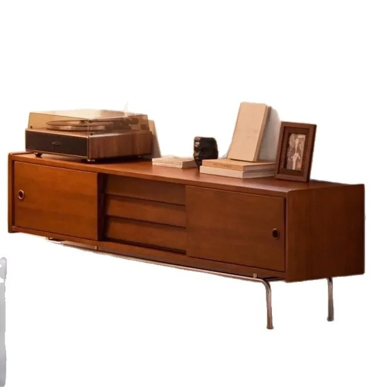 Light Luxury Medieval Solid Wood TV Cabinet Chinese Classical Living Room Storage Floor Cabinet Household Furniture