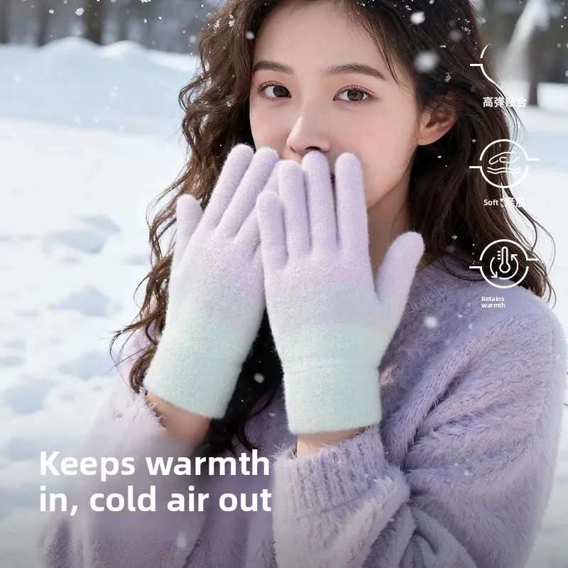 Women's Winter Touchscreen Gloves Fleece Lined Thickened Cycling Gloves Warm Students Riding Gloves New 2026 Cute Design