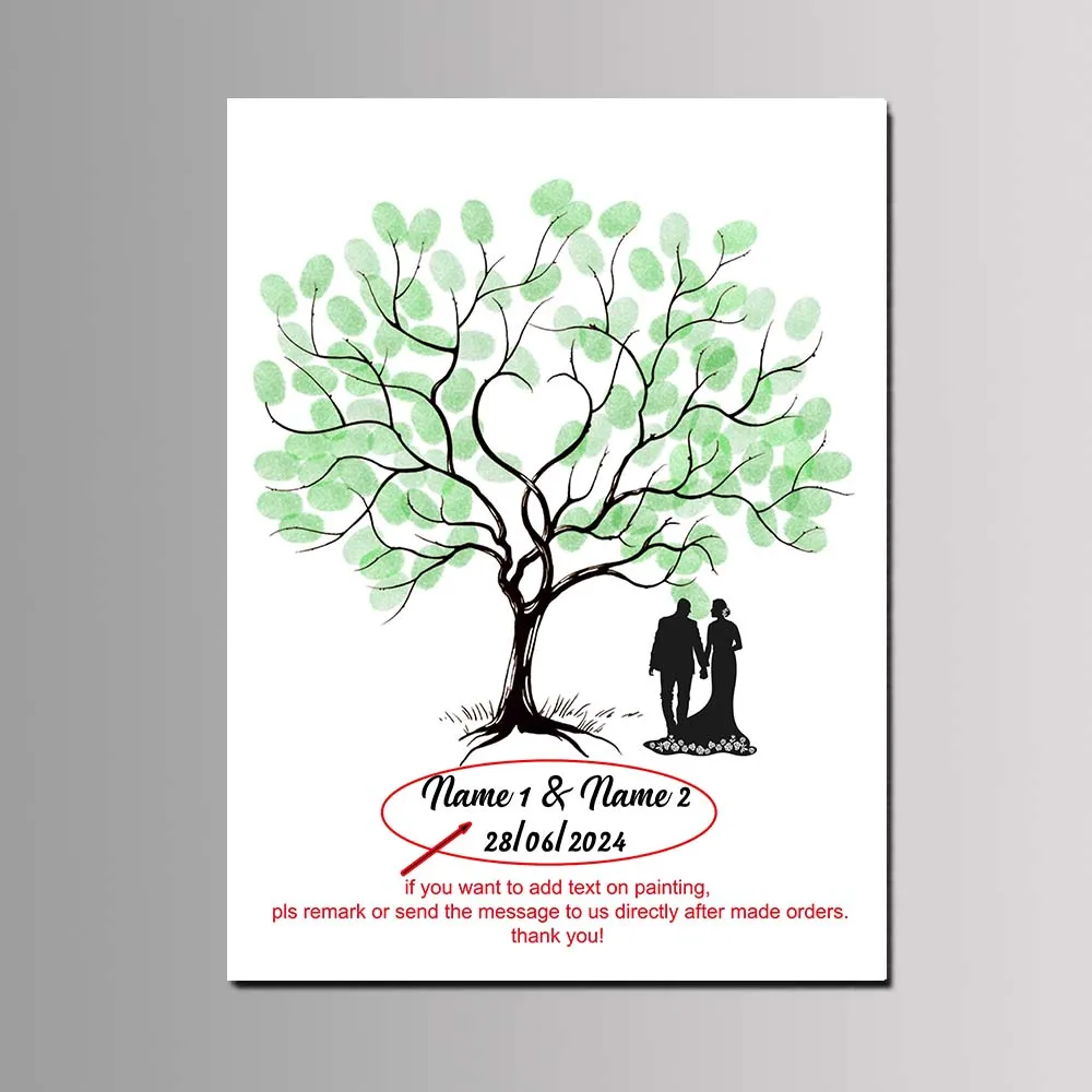حار 50X70cm متعدد الحجم شجرة الزفاف بصمة ضيف توقيع قماش اللوحة مع مختمة لحفل الأحداث الديكور #1