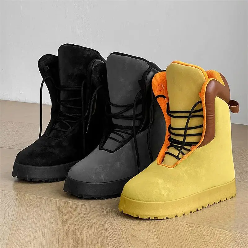 2024 Men\'s popular high-top platform bread snow boots street high-value trendy men trendy student big head board shoes