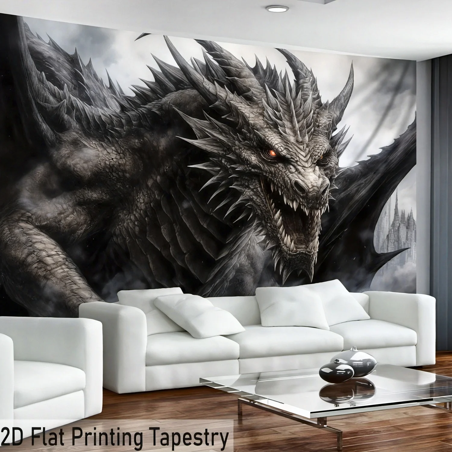 Tapiz de dragón feroz, colgante de pared horizontal con símbolo de poder, para dormitorio/oficina/sala de estar, 1 ud.