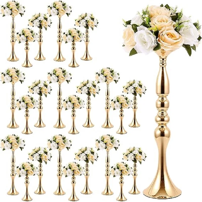 

10Pcs Metal Flower Arrangement Stand Wedding Flower Stand Gold Centerpieces for Table Tall Elegant Flower Vase Set Table Flower