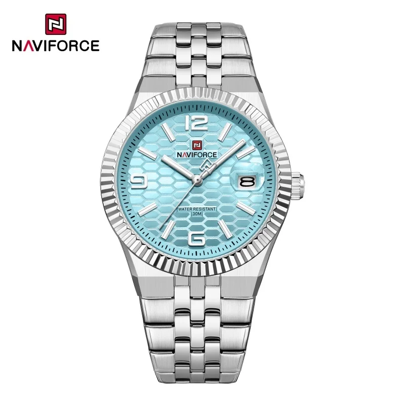 

Мужские часы NAVIFORCE класса люкс, кварцевые, с японским механизмом, водонепроницаемость 3ATM, светящиеся, с датой, из нержавеющей стали, Relogio Masculino