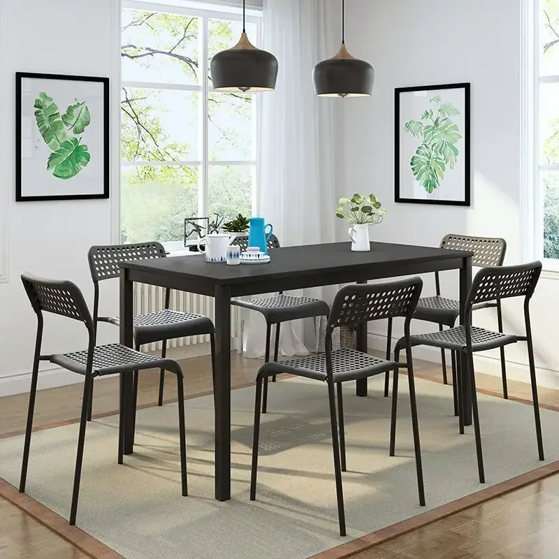 Dining Table 110*70 Set with 4 Chairs MDF in Melamine with Metal Legs in Powder Coated, Simplicity Dining Room Set