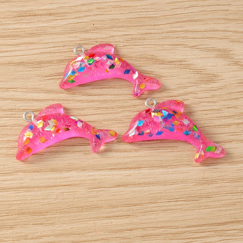 Tusember 10 Stück niedliche Meerestiere, bunte Delfin-Anhänger aus Kunstharz für DIY-Ohrringe, Armbänder, Schlüsselanhänger, Schmuckzubehör – Detail 11