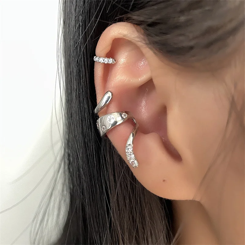 1Pcs Vintage Zircon Snake Shape Ear Cuff Earrings Non-Piercing Cuff Ear Clip Earring For Men Women Jewelry e1533
