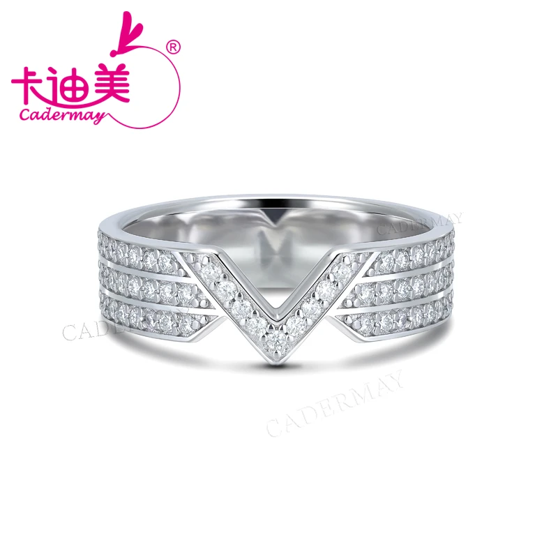 Cadermay Round Shape D VVS1 Moissanite Rings For Men Women S925 Silver Ring Personal Fashion Jewely