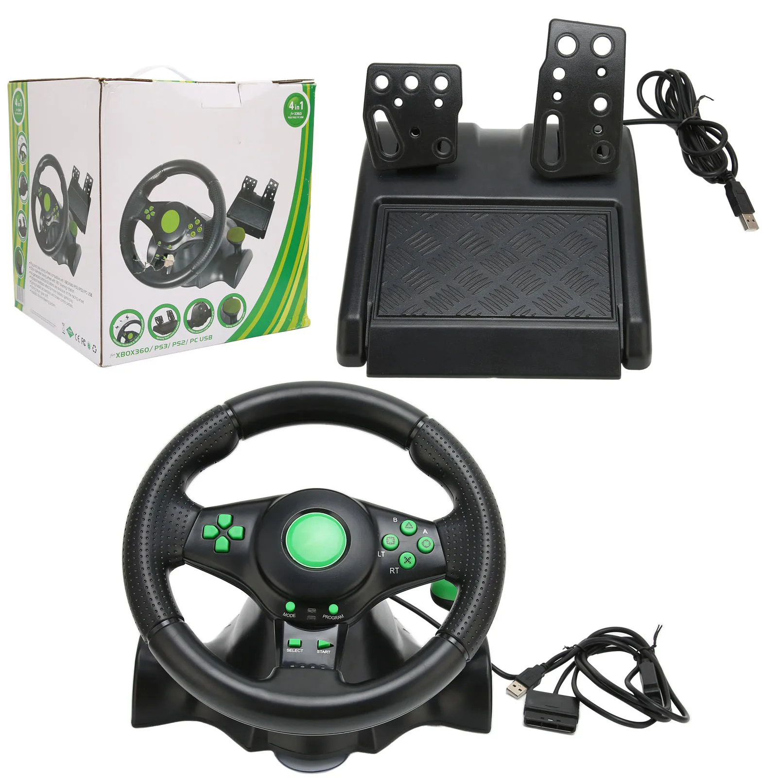 PC Racing Wheel Game Steering Wheel 180 Degree Car Racing Driving Wheel with Pedal for XBOX 360/PS3/PS2/PC Racing Game
