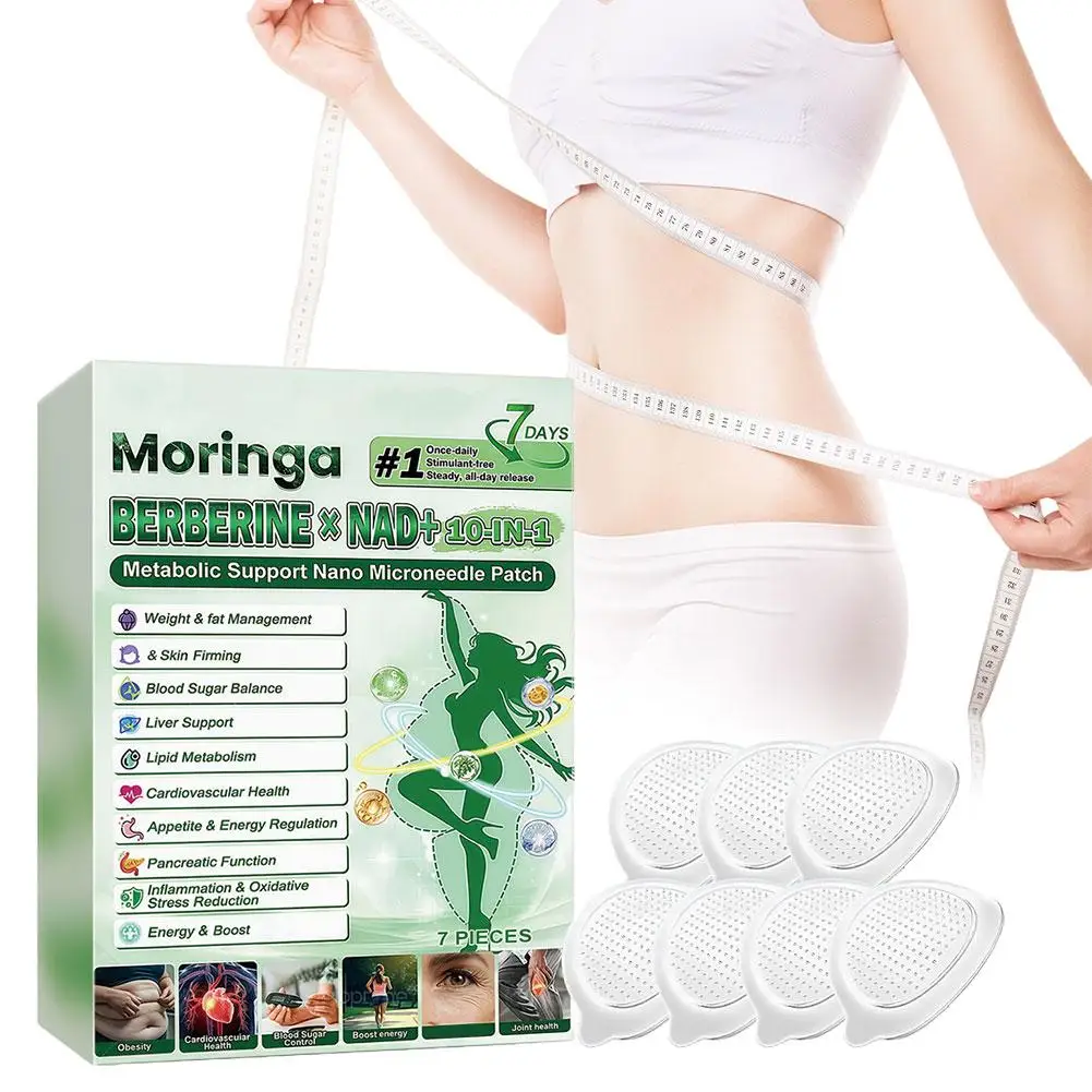 7-70pcs Moringa NAD+ Berberine Nano Microneedle Patch -10-in-1 Metabolic Support Patches for Weight & Fat Management