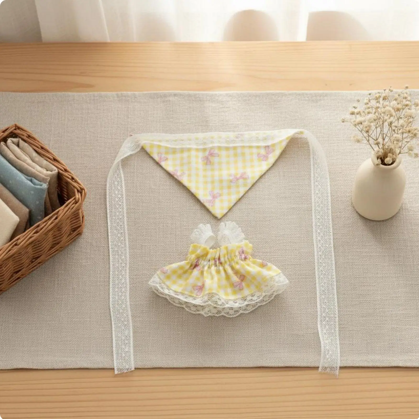 Plush Doll Clothes Gingham Bandana Versatile Fit for Mini Cotton Dolls
