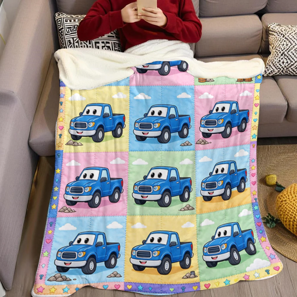 Blue Pickup Hex Stripe Bolt Flannel Blanket Perfect for Sofa Office Bed Travel Sleep Read Relax Camping Four Season Use
