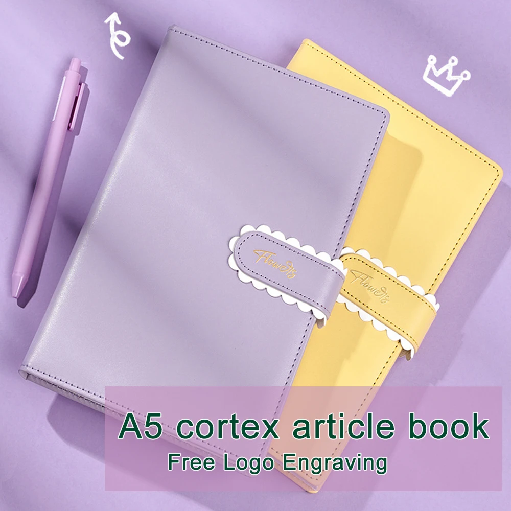 (Free Logo Engraving) A5 Girl's Solid Color Notebook, Work Notepad, Business Meeting Minutes, Student Diary, Excerpt, Travel log