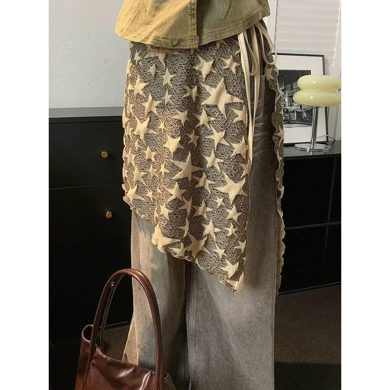 

Womens Shirt Extender Y2k Vintage Star Pattern Dress Extender Tie-up Half Shirts for Layering Clothing Accessories
