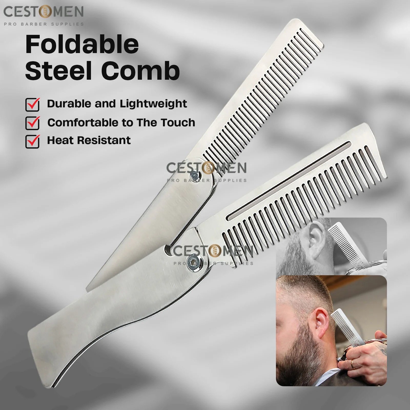 

NEW Professional Stainless Steel Folding Comb Barbershop Clipper Combs Men's Beard Combing Oil Head Comb Barber Accessories