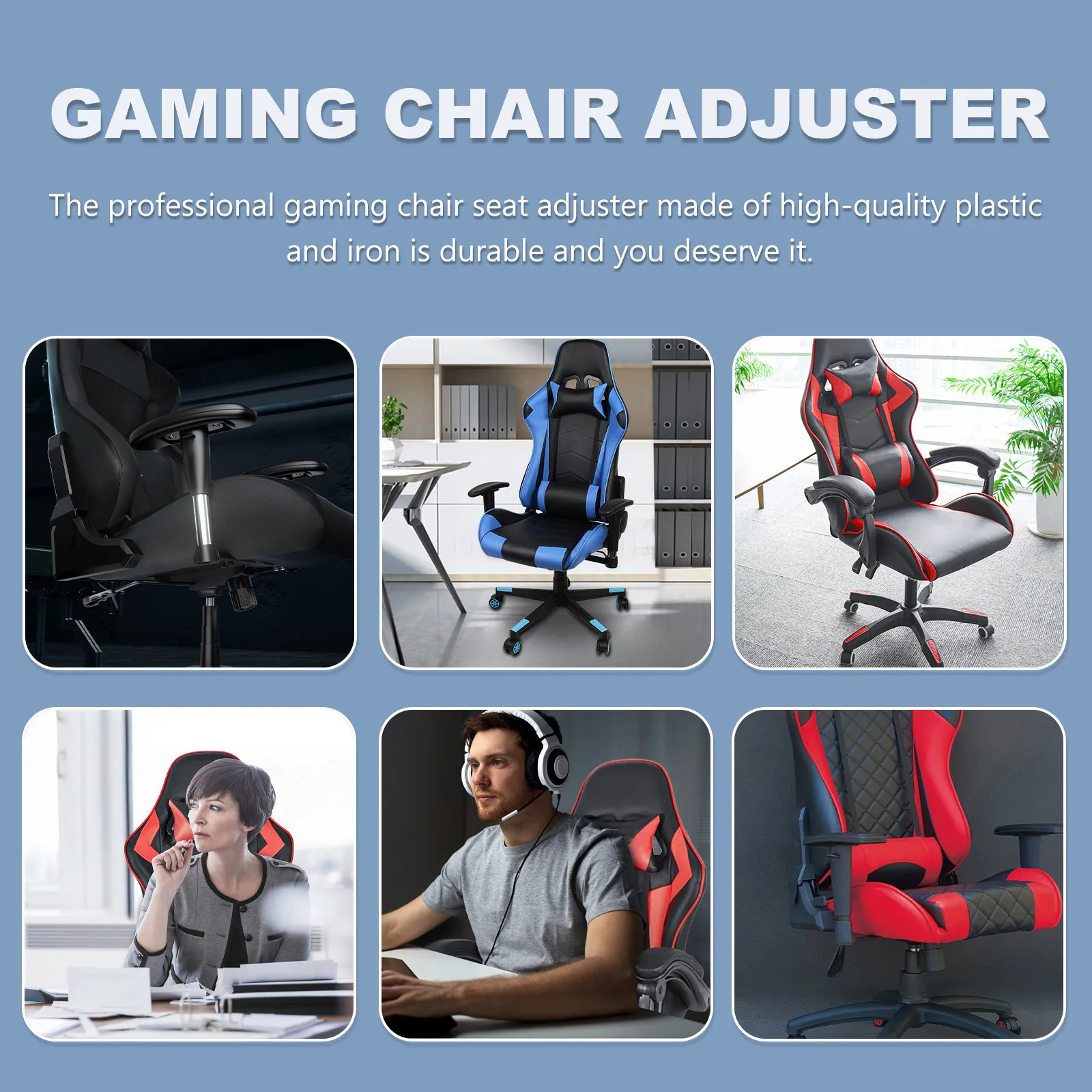 6Pcs Creative Game Chair Multi-Angle Regulators Professional Chair Turners for Esports Seats Long-Lasting Plastic Iron