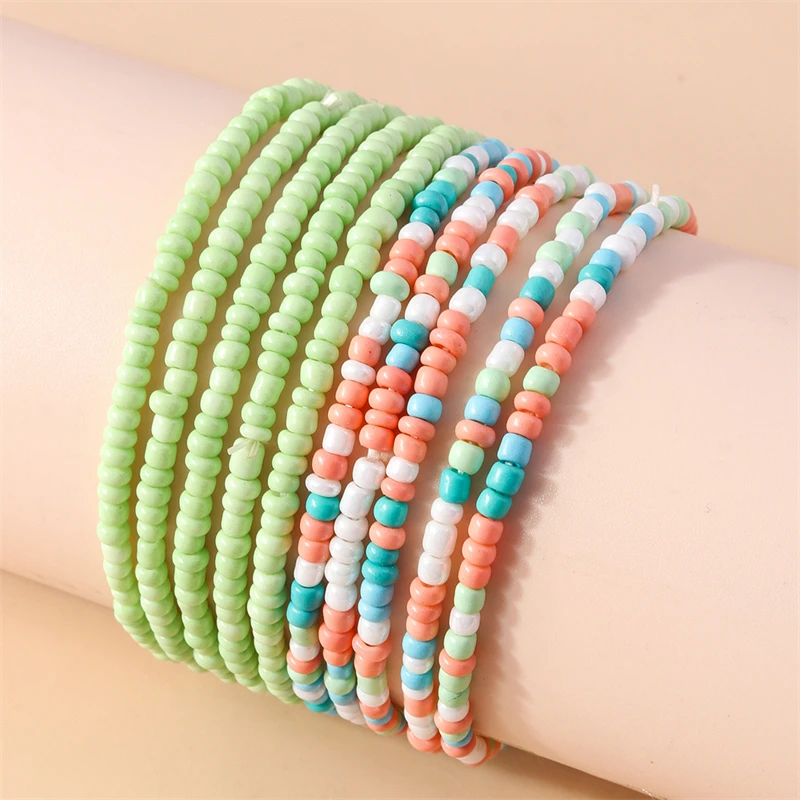 10 Stück/Set, handgefertigte Armbänder mit Perlen im Bohème-Stil, elastisch, für Damen und Mädchen, geeignet für Partys, Feiertage, als Schmuck oder Geschenk. – Detail 4
