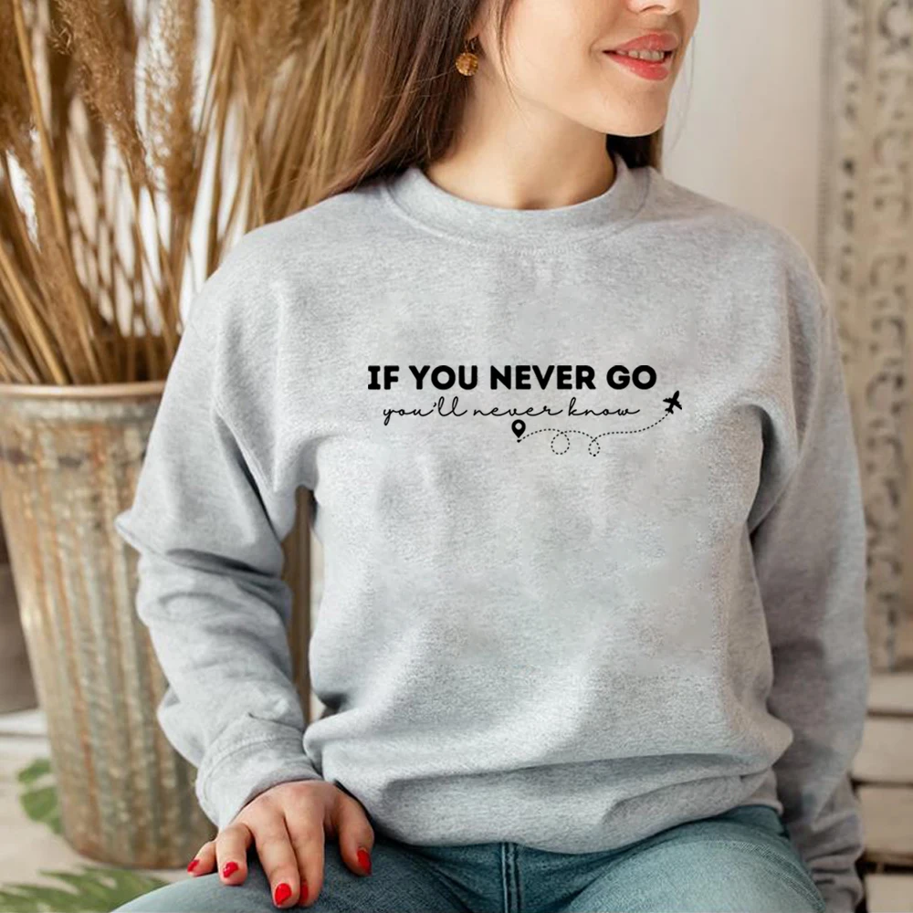 If You Never Go You’ll Never Know Sweatshirt Women's Travel Shirt Vacation Sweater Family Matching Vacation Tee Traveler Gift