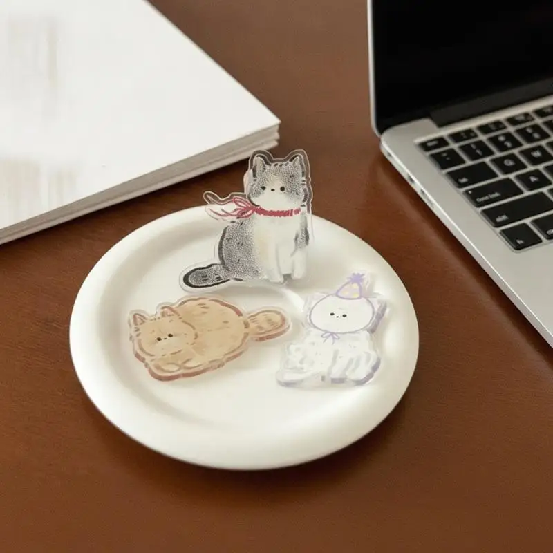 7pcs/set Sealing Clamp Cat Cute PP Clip Paperclip Bookmark Cartoon Memo Clip Decorative Double Sided Acrylic Paper Clip Student