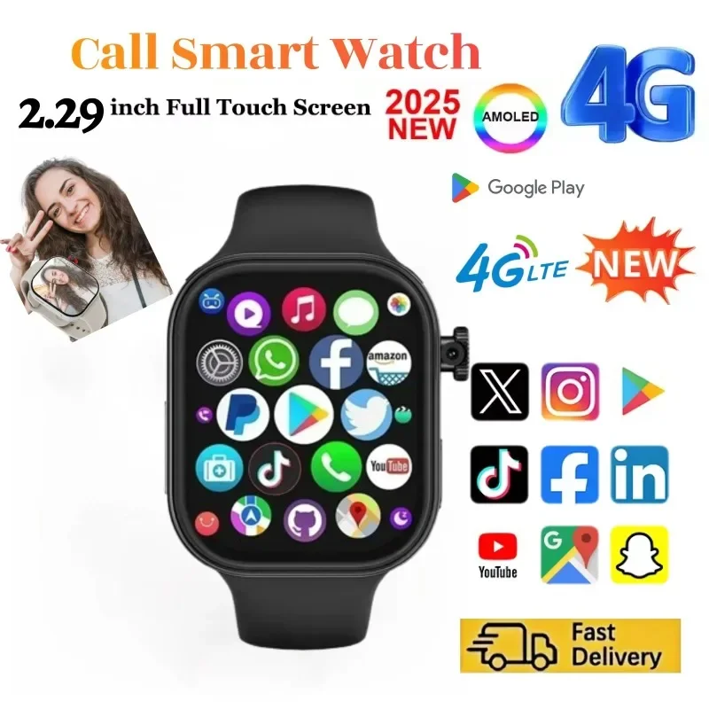 

Умные часы VP99 4G LTE с Android 2,29-дюймовым экраном Amoled, умные часы с 180 ° вращающаяся камера Global Talk GPS WIFI слот для SIM-карты