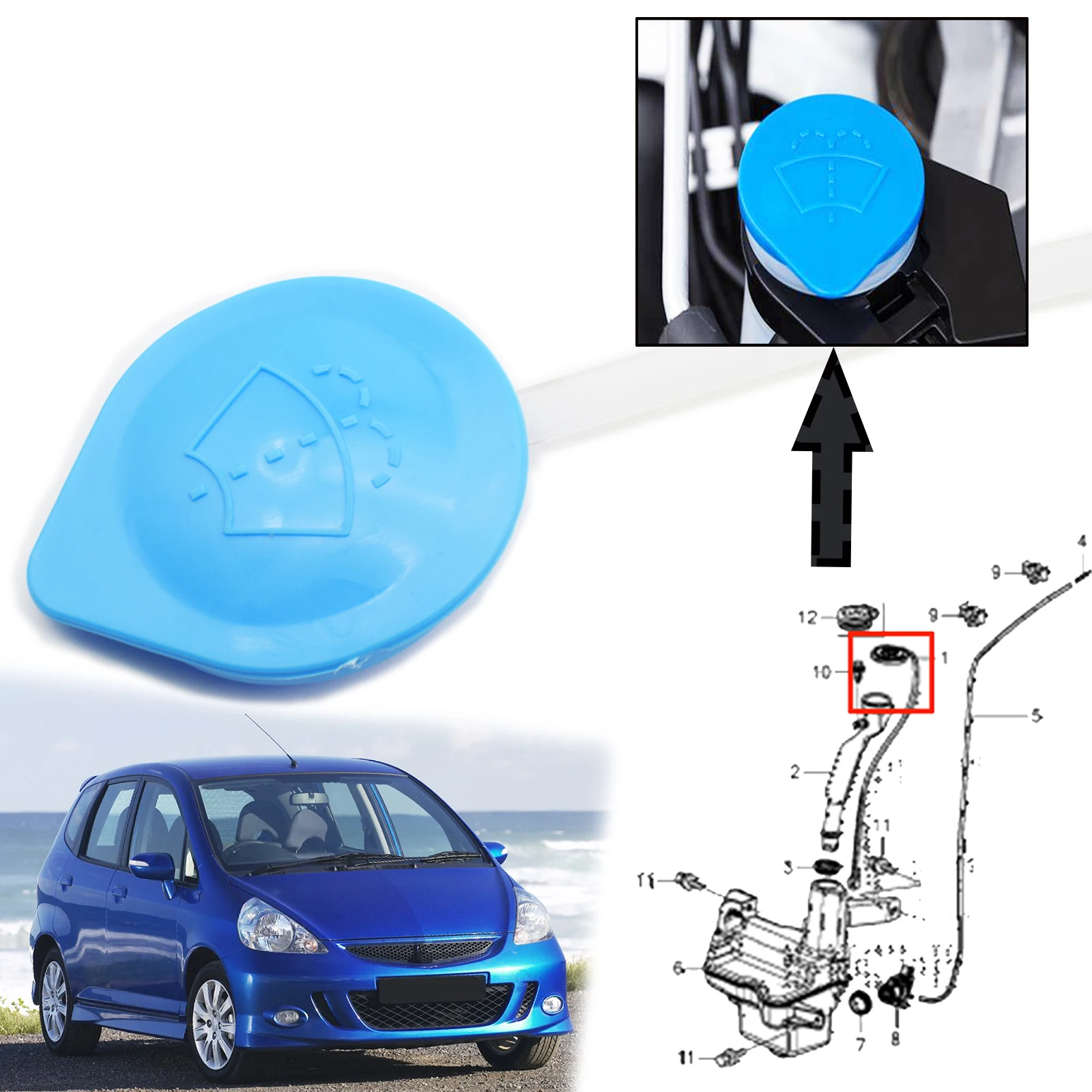 Car Windscreen Wiper Washer Bottle Reservoir Tank Cap For Honda Jazz 2005 2006 2007 2008 Washer Reservoir Cap 76802-SAG-H01