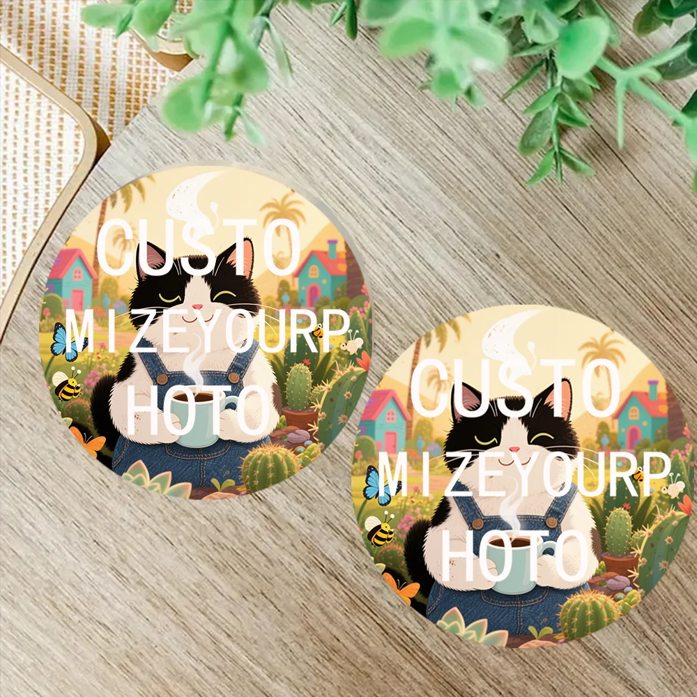 6 pieces of wooden personalized custom coasters, 10x10cm custom pattern photo desktop decoration, customizable wooden coasters s