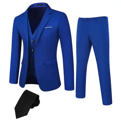 TweedLad Men's Business Suit Set Groomsmen Regular Fit-Tuxedo Jacket+Trousers Men Suit Set Lapel Formal Stylish Buttons Pockets