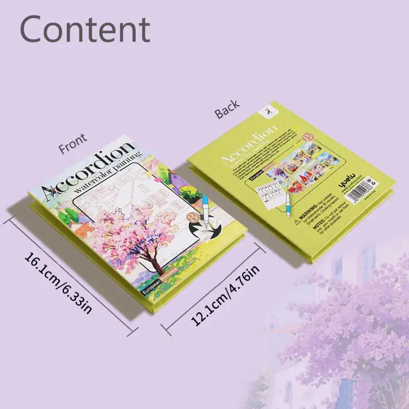 Portable Watercolor Painting Book, Graffiti Drawing Book, Foldable Coloring Book Kit With Built-in Paint, Holiday Birthday Gift