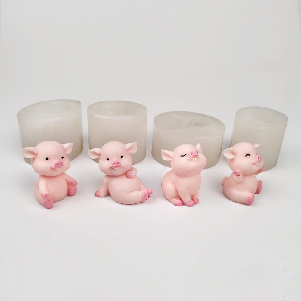 PRZY Mould Silicone Mini Piggy Baby Molds Piglet Mold 3D Soap Molds Handmade Fondant Soap Clay Resin Candle Mould