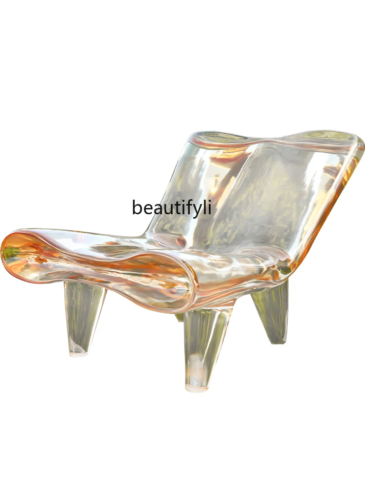 Nordic Light Luxury High-End Dining Chair Transparent Resin Designer Model Backrest Leisure Chair