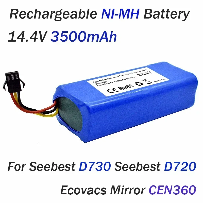 14.4V 3500mAh NI-MH Battery For Seebest D730 Seebest D720 Ecovacs Mirror CEN360 Robot Vacuum Cleaner Parts