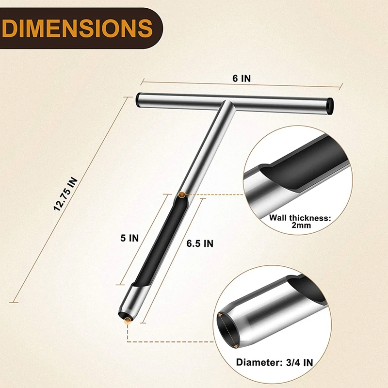 LUDA Soil Sampler Probe 12 Inch - Enforced T Handle - Stainless Steel With Core Sampling Area - Includes Test Bags