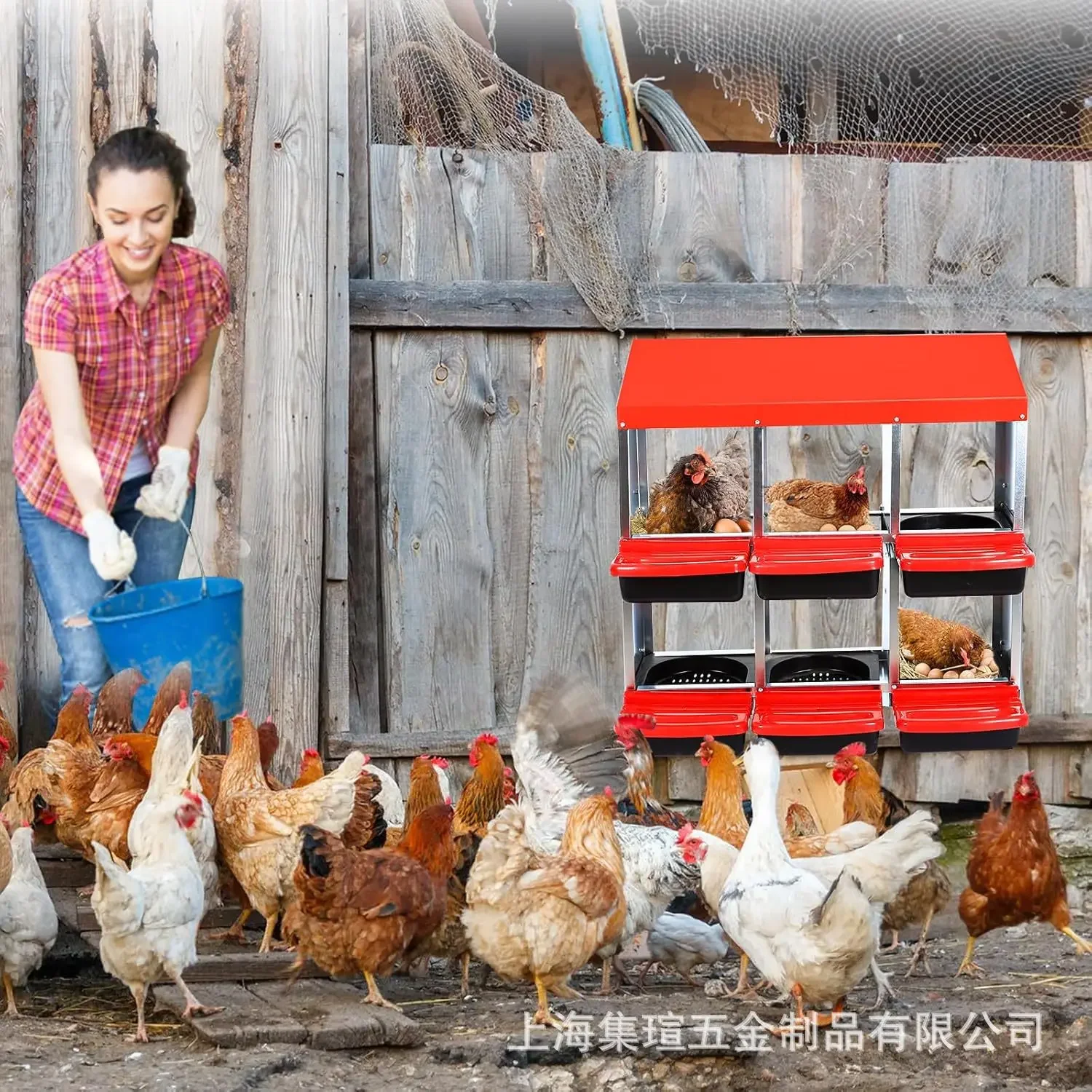 Hot-selling chicken egg-laying box Galvanized sheet Double-layer six-hole chicken nest hanging Flat dual-purpose assembly