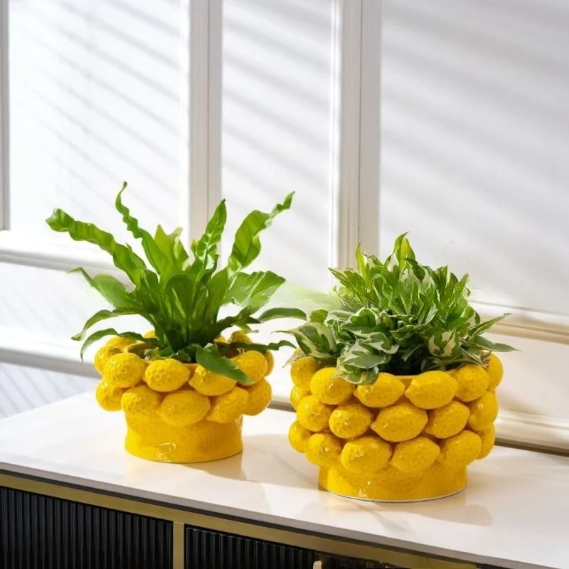 

Ceramic Flower Pot Creative Home Decoration Living Room Dining Room Flower Arrangement Decoration Lemon Fruit Flower Pot