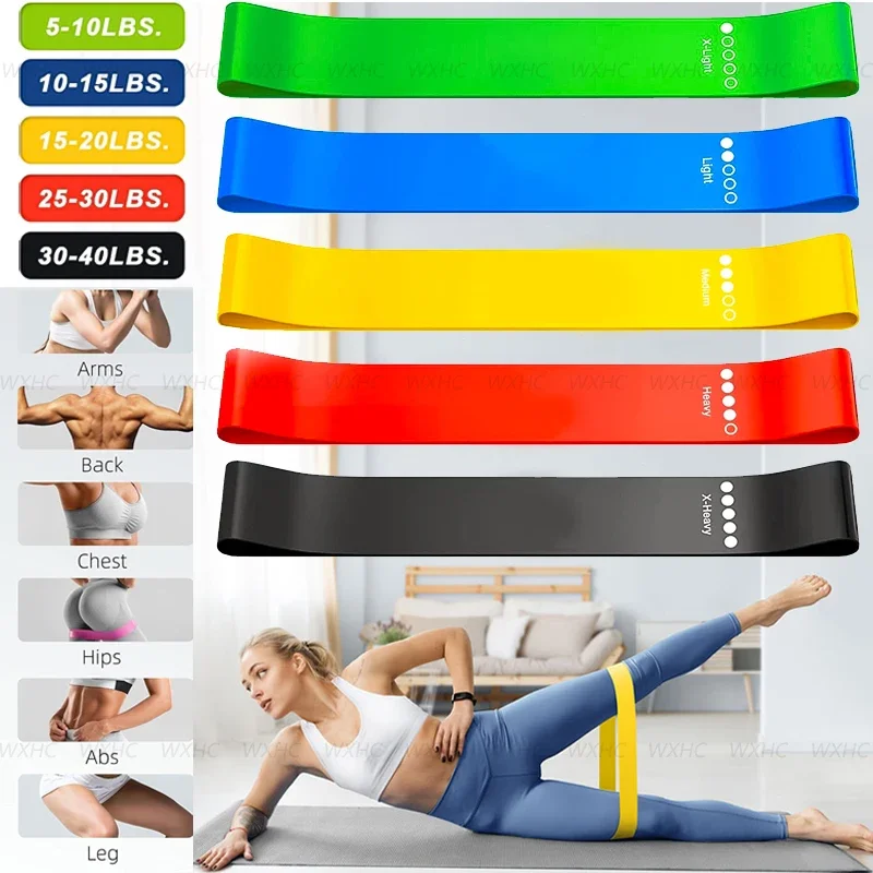 Resistance Loop Exercise Bands Exercise for Home Fitness Stretching Strength Training Physical Therapy Workout Bands Set of 5