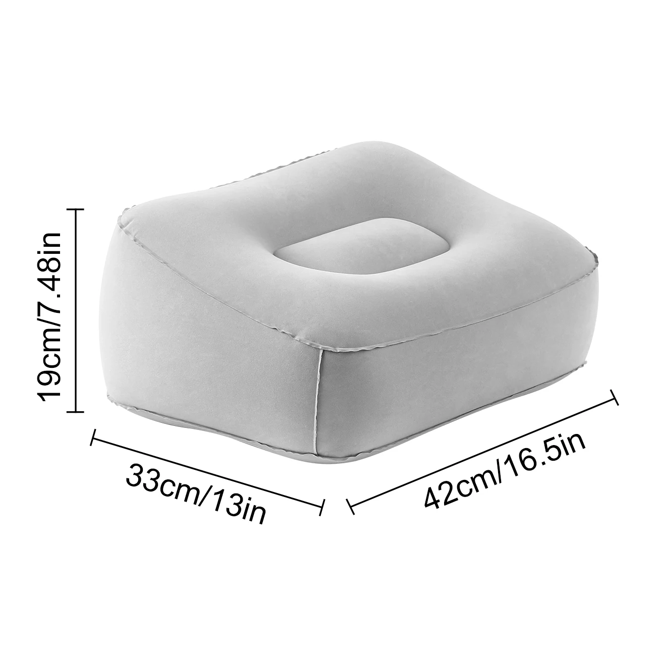1PC aufblasbare Fußstütze Kissen Reise Fußstütze Kissen Zug tragbare Camping Kissen Home Reise mit Luftpumpe Bein up, grau – Detail 3