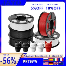 JAYO 3D PETG/PETG Transparent Filament 1.75MM 3D Printer PETG 100% No Bubble Non-toxic for FDM 3D Printing Material 1.1KG/Roll