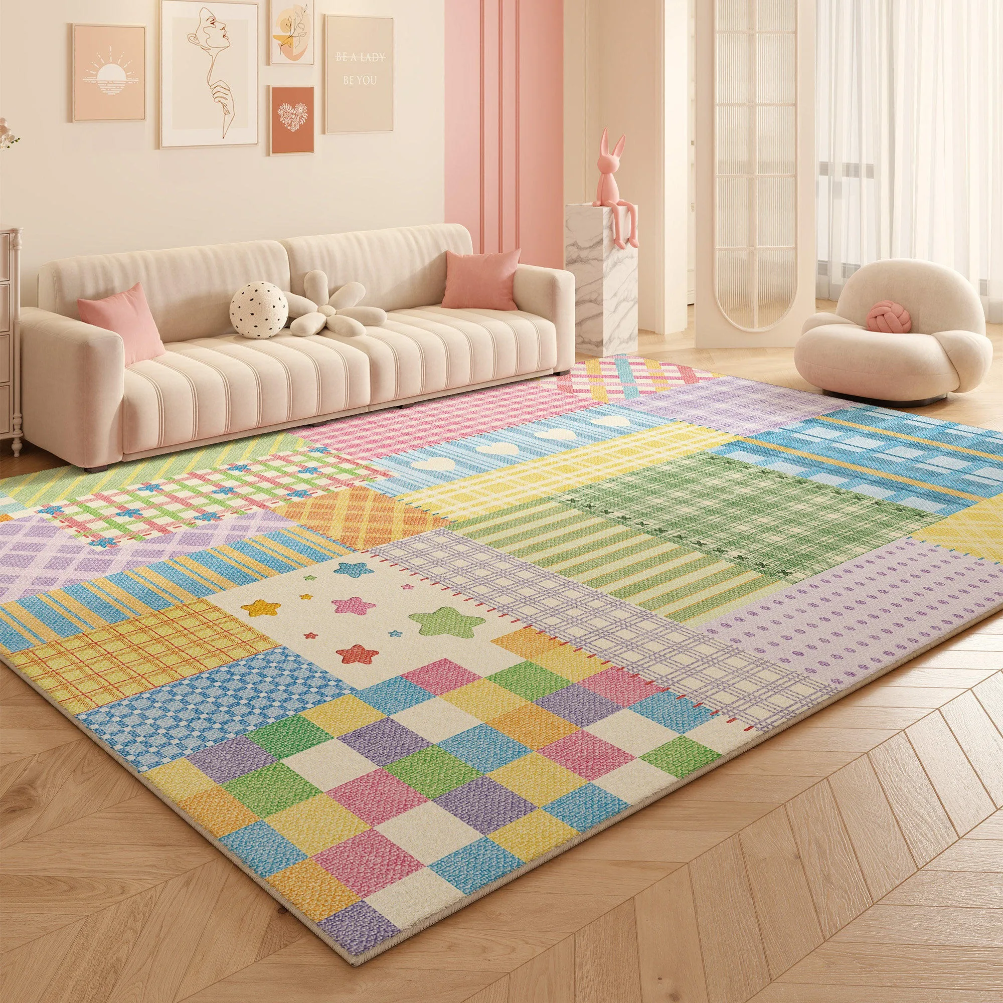 Bauhaus Dopamine Rugs for Living Room Large Area Carpets Soft Short Plush Bedroom Floor Mats Cloakroom Mat Ковер В Гостиную 거실러그