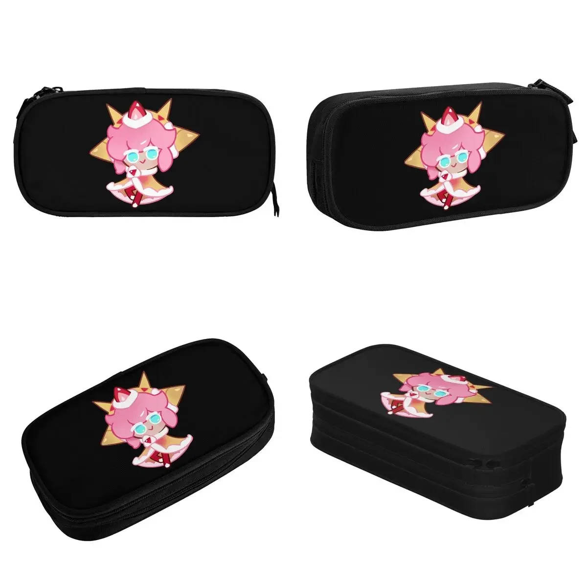 Cookie Run Kingdom Pencil Cases Strawberry Crepe Cookie Pencilcases Pen Holder Big Capacity Bag Students Zipper Stationery