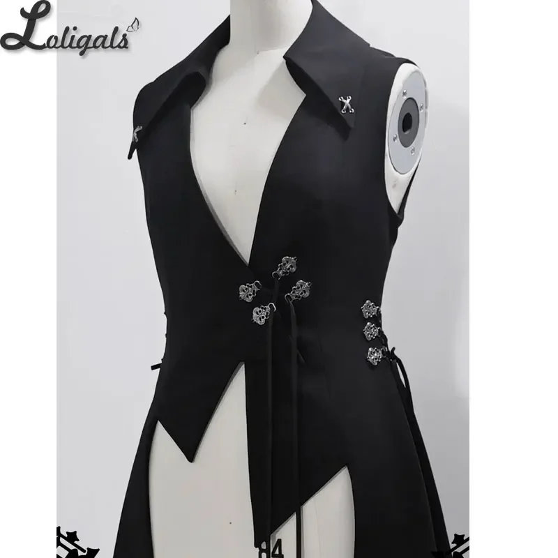 Ouji Lolita Vest Retro Gothic Medieval Cool Slim-fitting Long Waistcoat by Princess Chronicles