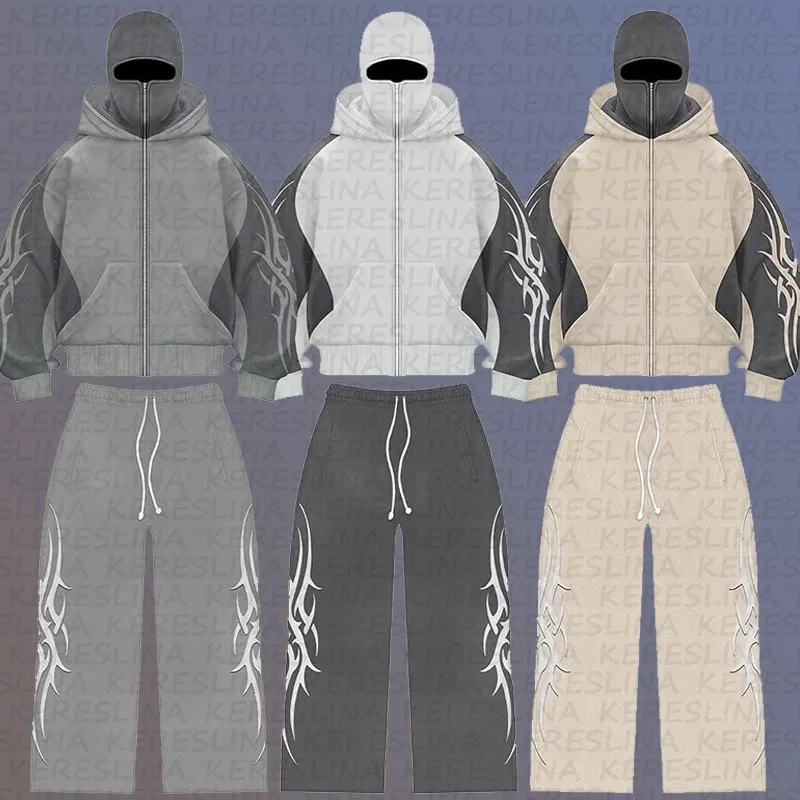 

2025 Европейский и американский уличный тренд, новый продукт, двойная шляпа с цветными блоками, кардиган с капюшоном, осенне-зимняя толстовка