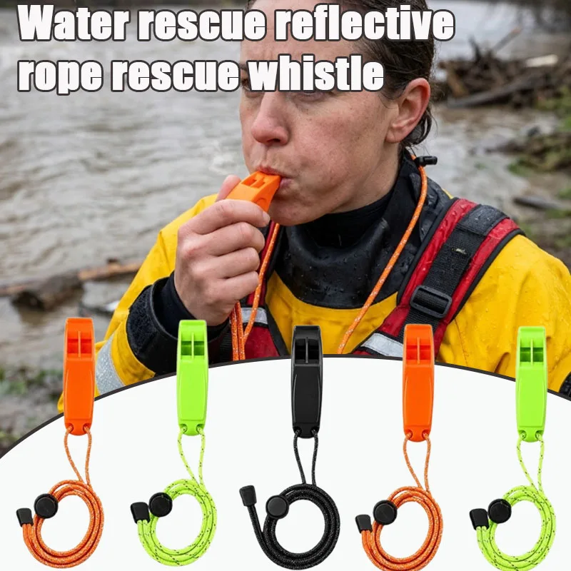 1-10PCS Waterproof Whistle Floating Emergency Signaling Device with Reflective Cord for Flood Relief Outdoor Rescue Kit