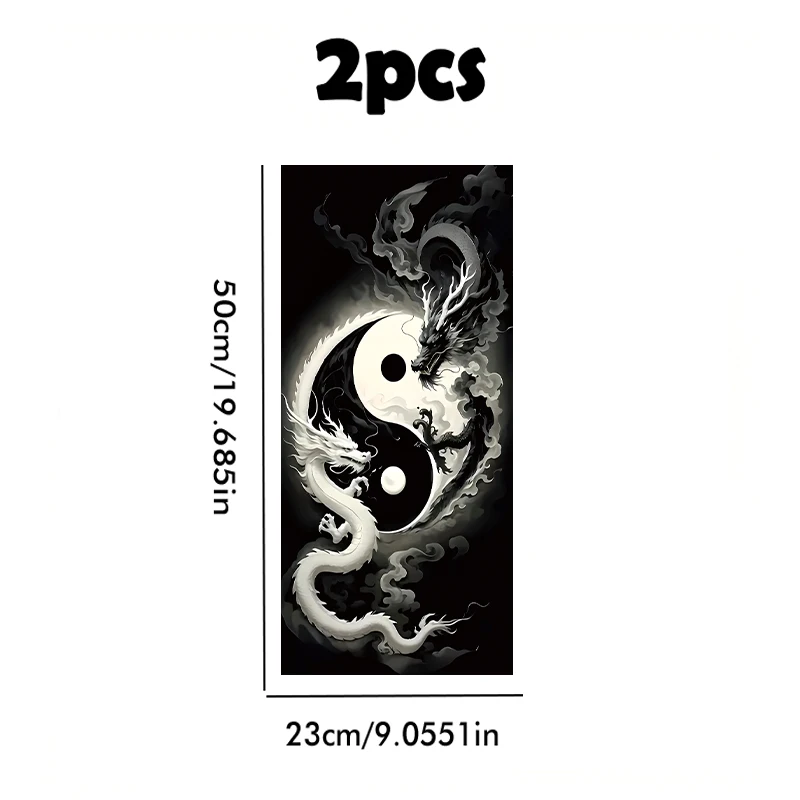 2 pieces of car B-pillar stickers Tai Chi Double Dragon Vinyl protective film