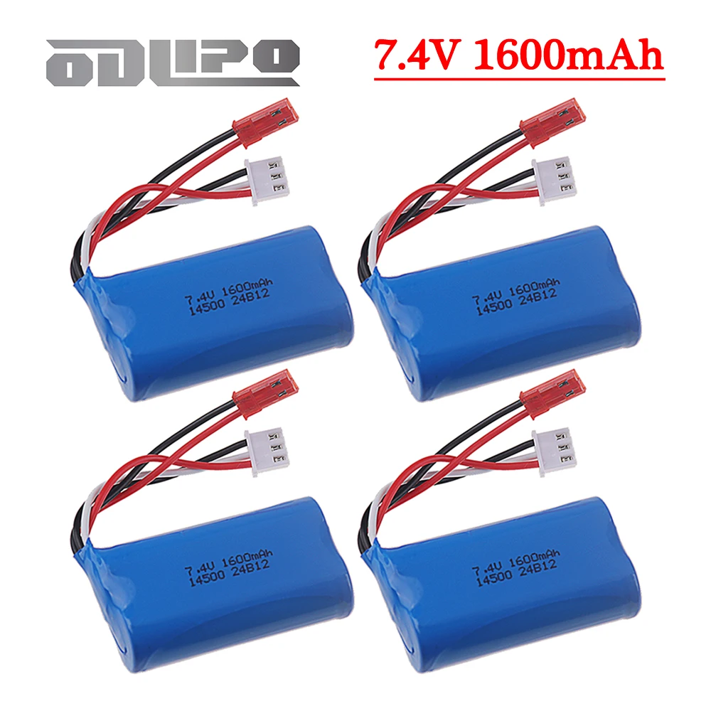 7.4V Battery For Wltoys WL917 RC Boat 2S 14500 7.4V 1600mAh For Syma F1 FX059 RC aircraft FT007 RC Boat Toys Parts vs 1200mah