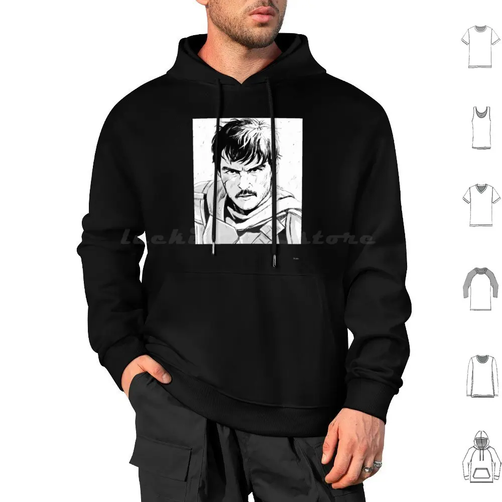 Mando Sketch Hoodies Long Sleeve Pedro Pascal Pedro Pascal Javier Pena Mando Star Sw Child Actor Fan Fanart Last Us