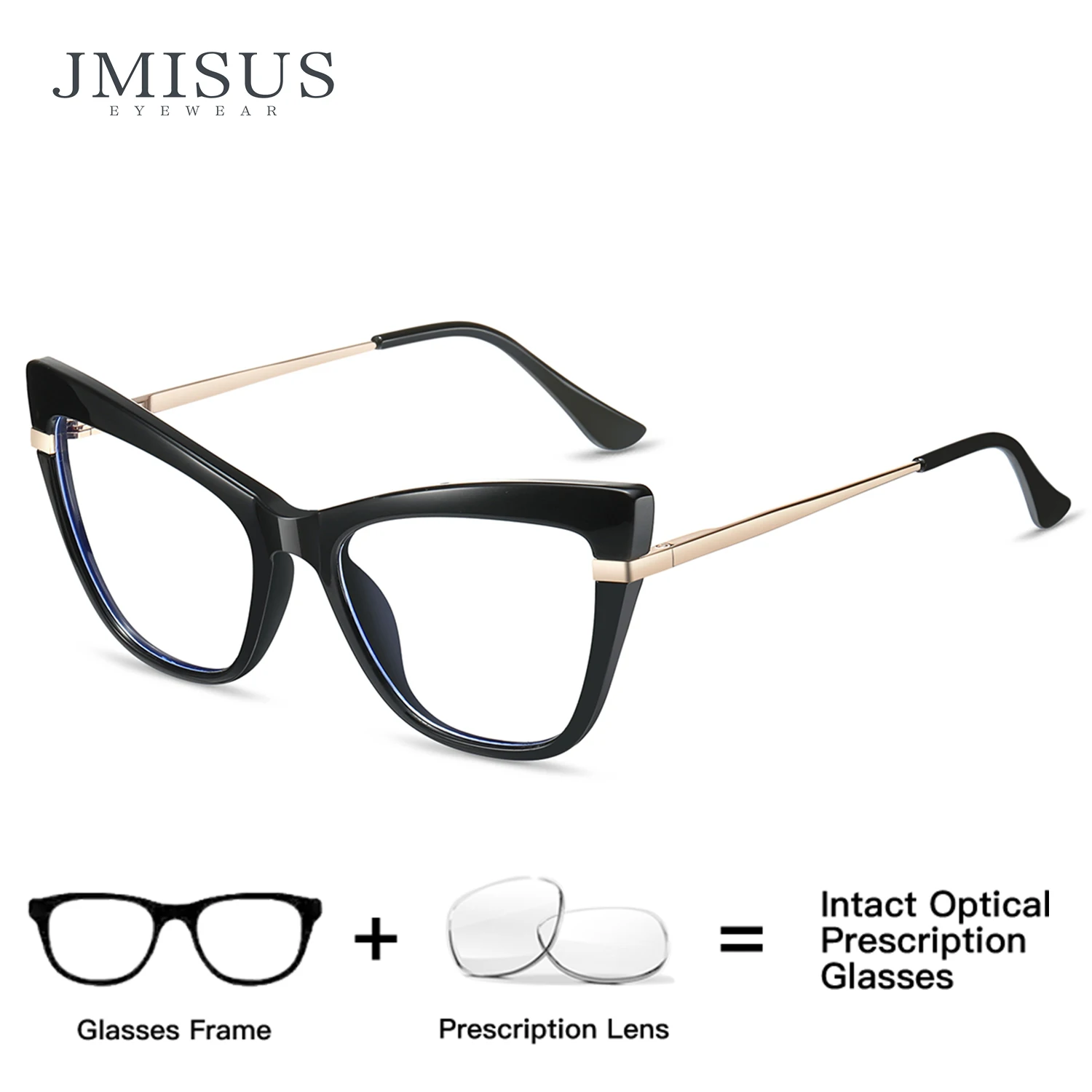 

JMISUS Classic Cat Eye Progressive Glasses for Women Prescription Lenses Anti Reflective Coating
