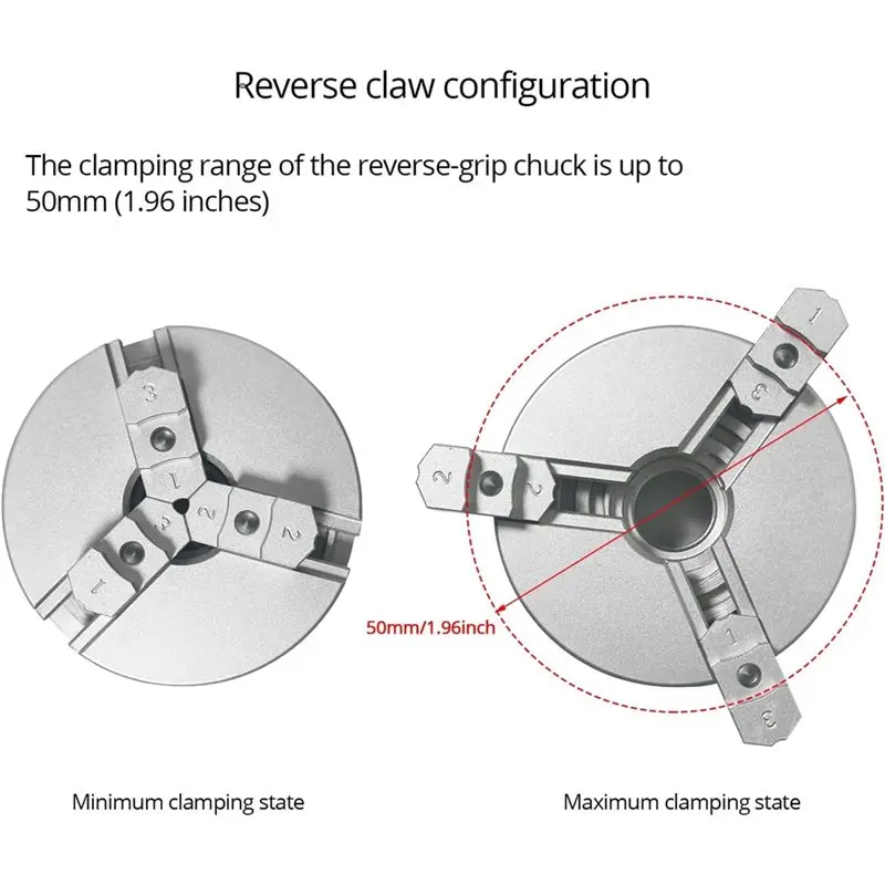 A98E-Z011 Extension Three Jaw Chuck And Connecting Rod Set For Mini For DIY Lathe Chuck, Bench Buffer Polishing Machine