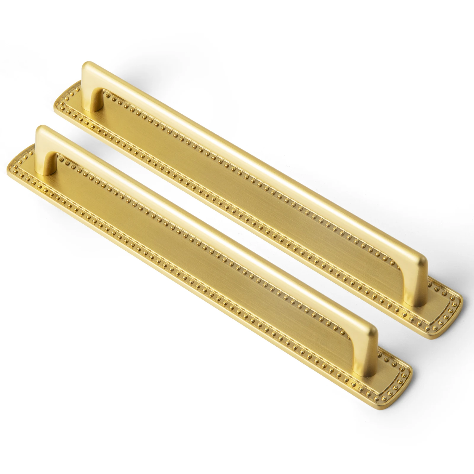 Goo-Ki Gagang Kabinet Emas Berpola dengan Pelat Belakang, Jarak Lubang 5''(128MM) Paduan Seng Gagang dan Kenop Kabinet Kuningan Antik