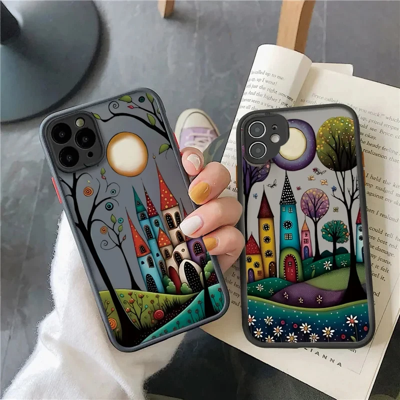 Fairy Tale Cabin Forest House Phone Case for iPhone 15 14 13 12 11 Pro Max X Xs Max XR SE 2020 8 7 Plus Hard Matte Cover