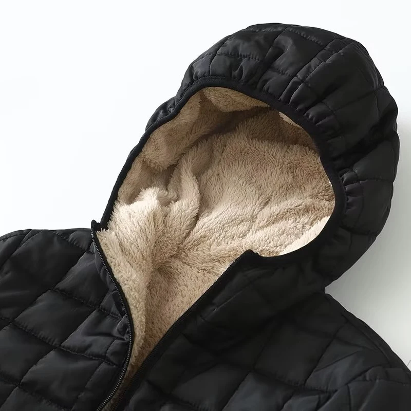 Chaquetas geométricas a cuadros para mujer, Parkas de terciopelo, Abrigo acolchado de algodón grueso y cálido, ropa de oficina, invierno, novedad de 2023