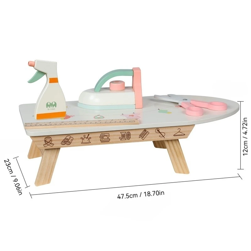 子供用木のおもちゃ ごっこ遊び アイロン、アイロン台、アクセサリー付き 就学前用
